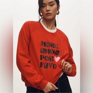 Anthropologie x Daniela Berkhout More Amore Red Graphic Sweatshirt Size XS